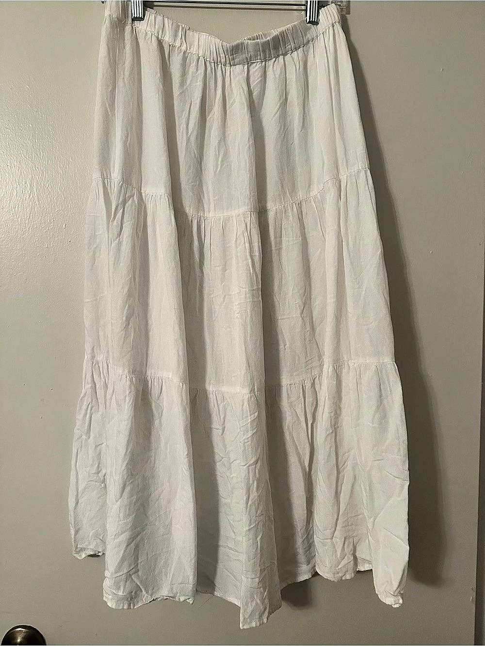 Tiered Maxi Skirt in White, Large